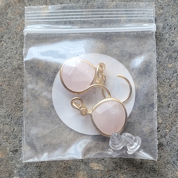 Rose Quartz Fauceted Earrings - Picture 5 of 5